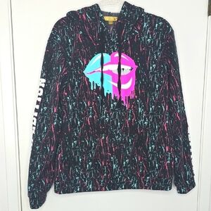 Cult Favorite Graphic Hoodie with Dripping Lips Design Size L